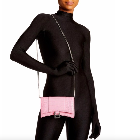 Balenciaga Hourglass Chain Wallet Candy Pink with Tag Leather Cross Body Bag - Picture 2 of 12